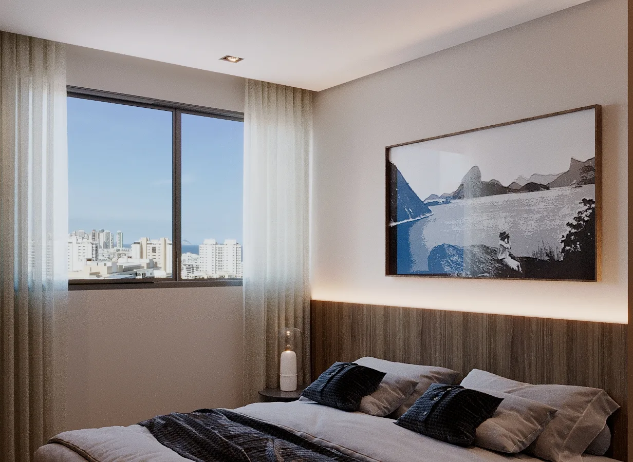 Projeto de decoração: suíte com varanda