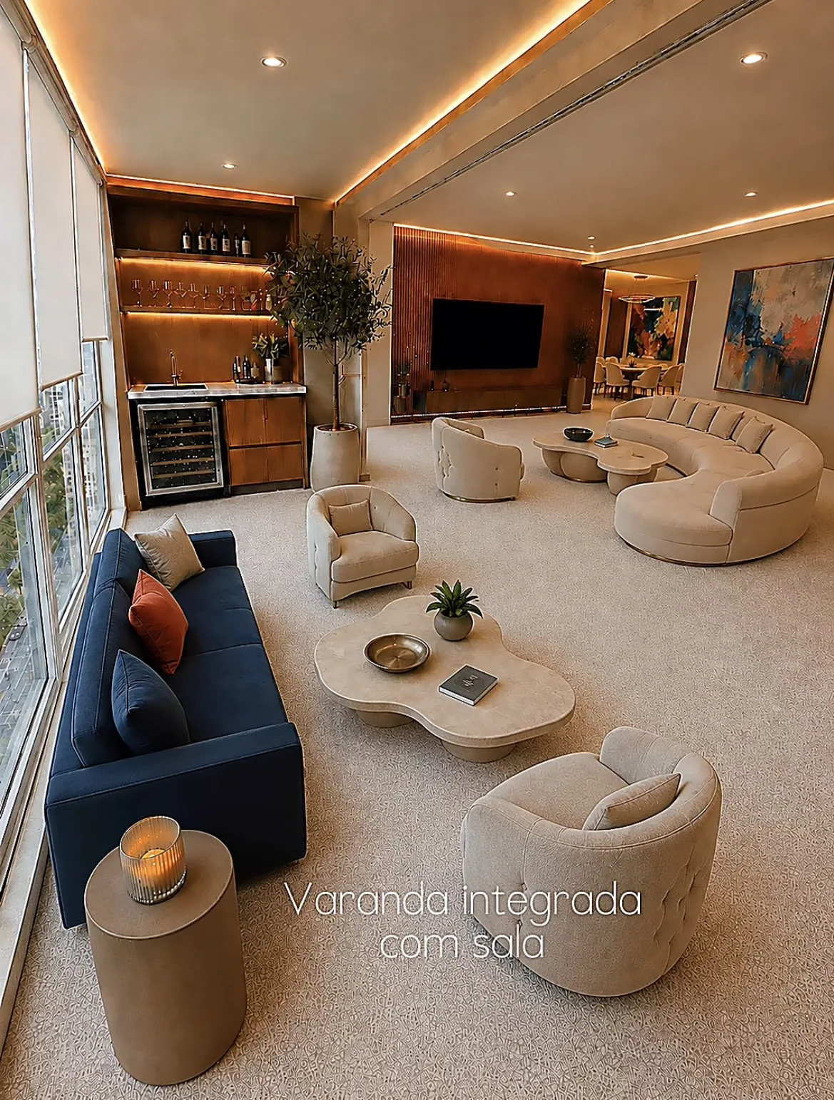 Projeto ilustrativo: varanda integrada com a sala
